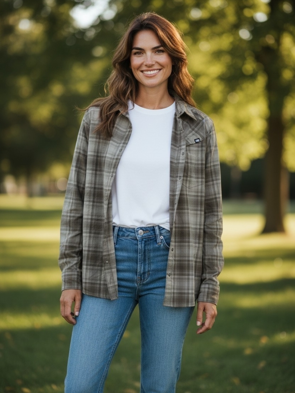 Outdoor Research Olive Plaid Button-Down Shirt